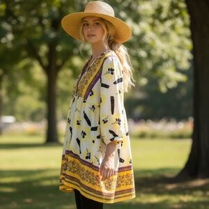 Melloday Boho Retro Floral Tunic